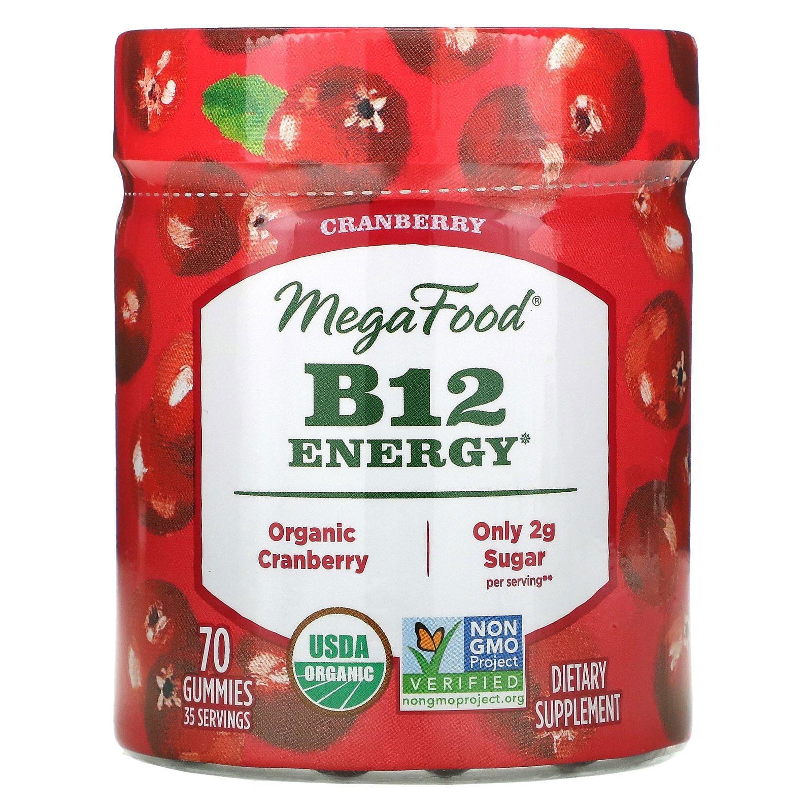 MegaFood, B12 Energy, Cranberry, 70 Gummies