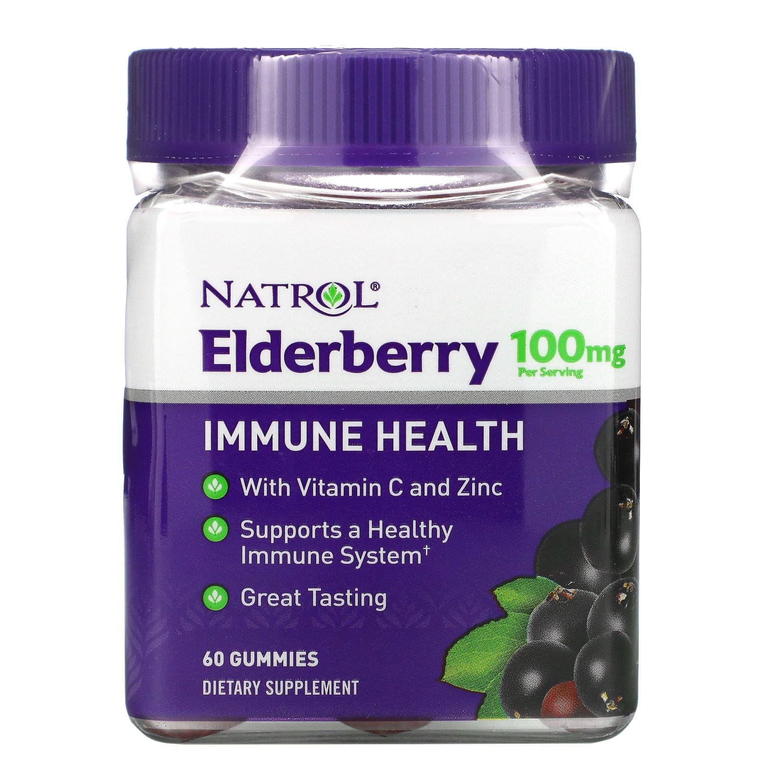 Natrol, Saúco para la salud inmunitaria, 100 mg, 60 gomitas