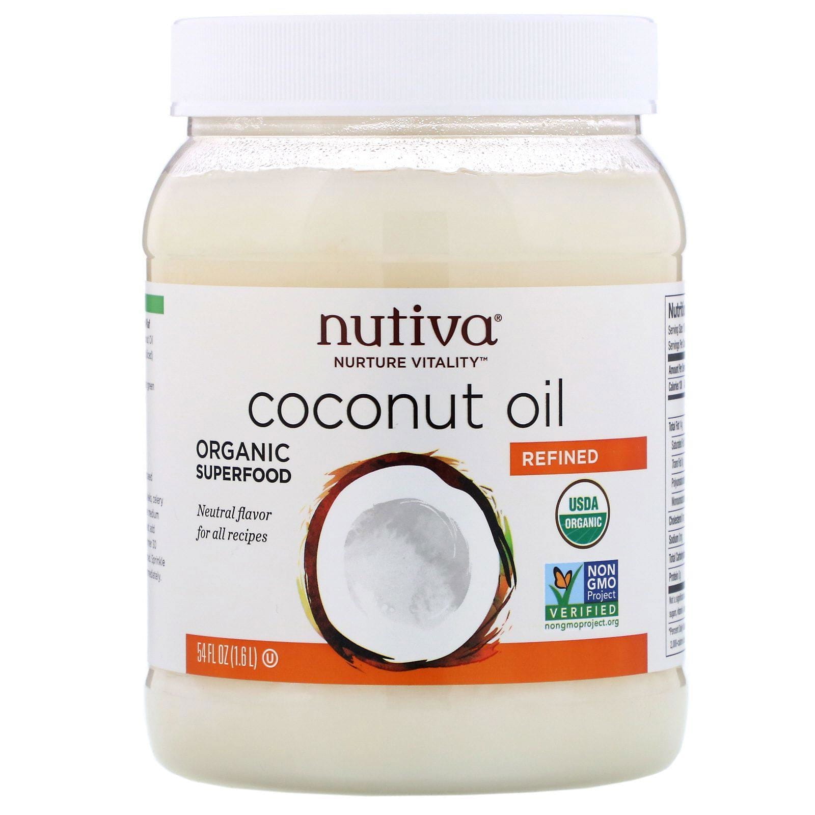 Nutiva, Aceite de coco orgánico, Refinado, 1,6 L (54 oz. líq.)