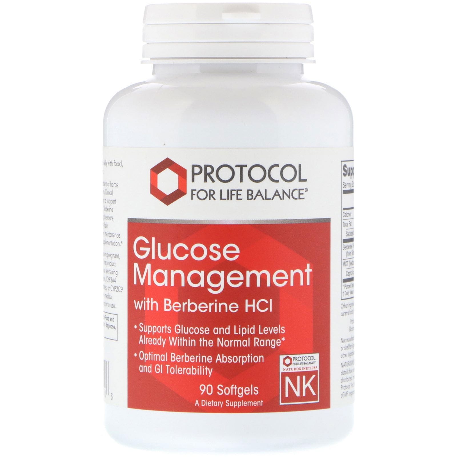 Protocol for Life Balance, Manejo de la glucosa con berberina HCL, 90 cápsulas blandas