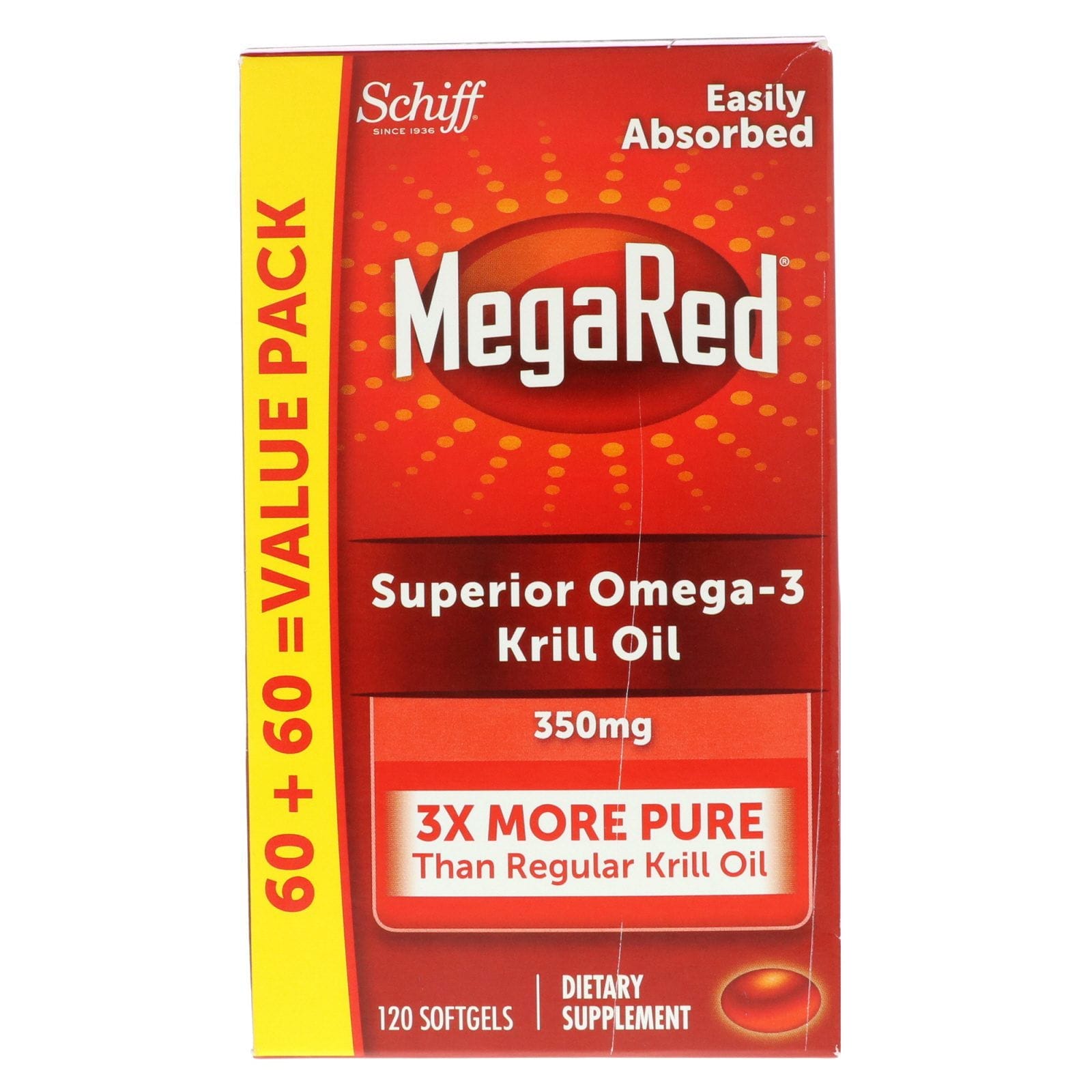 Schiff, MegaRed, aceite de krill superior con omega-3, 350 mg, 120 cápsulas blandas
