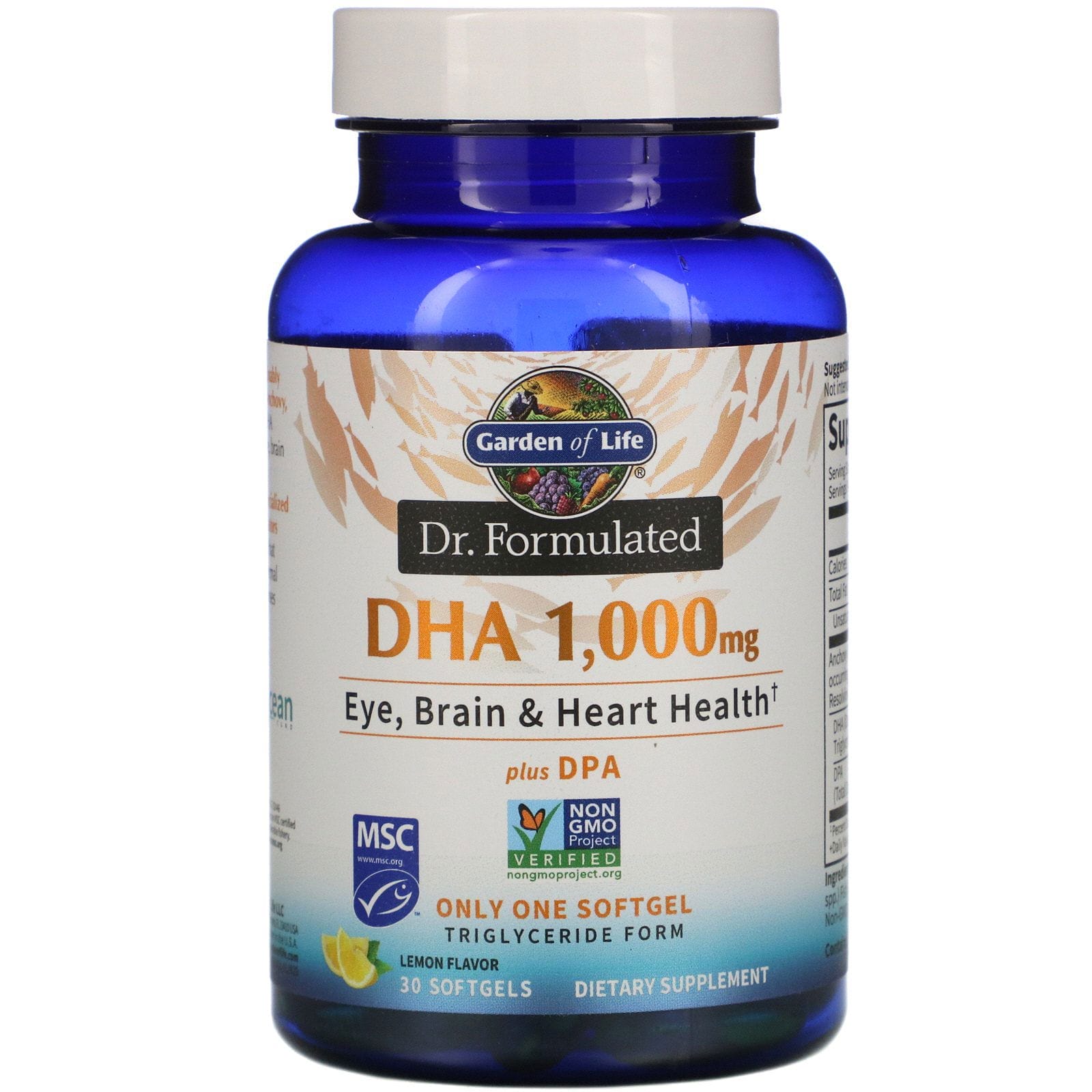 Garden of Life, Dr. Formulated, DHA, Lemon, 1,000 mg, 30 Softgels
