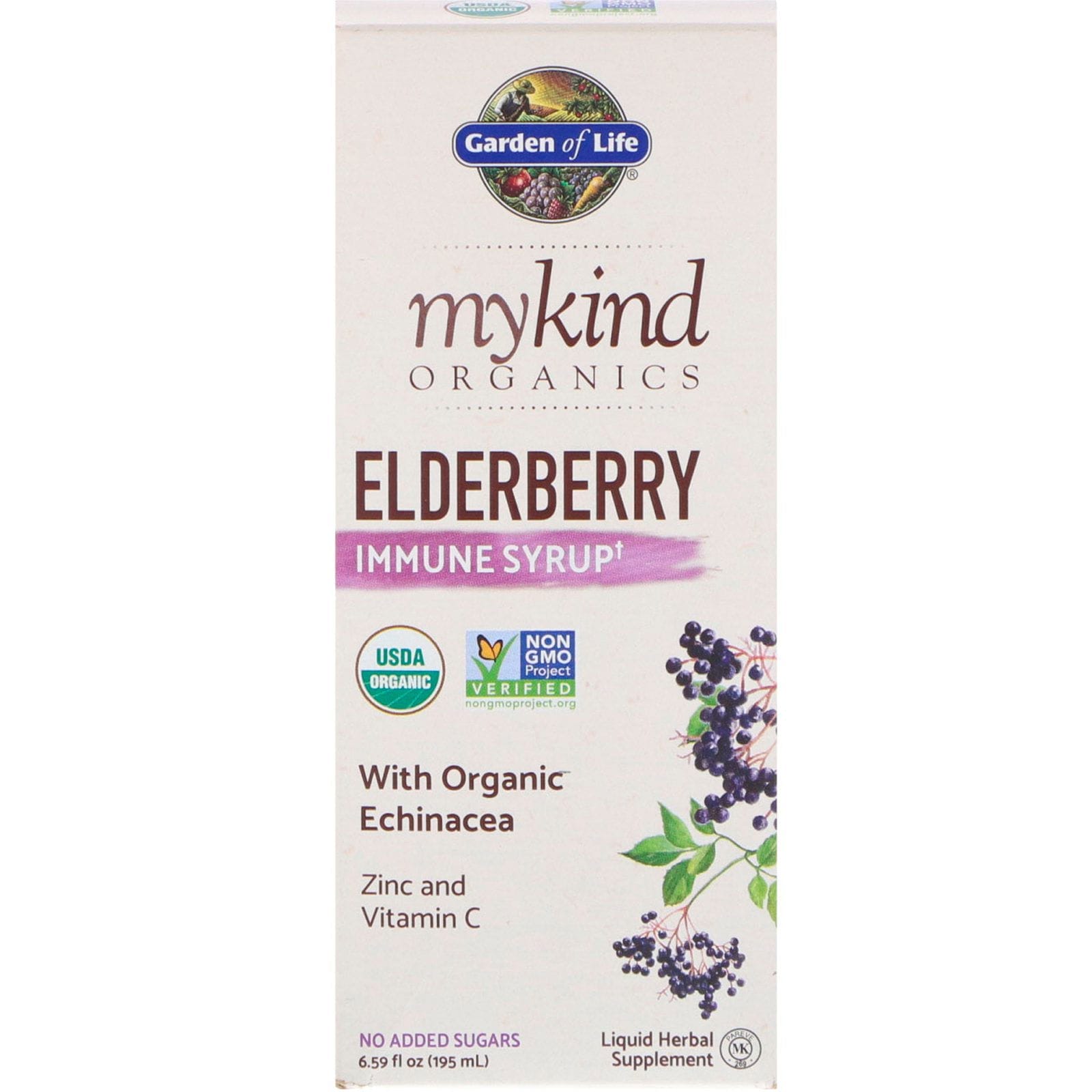 Garden of Life, MyKind, Productos orgánicos, Jarabe inmunológico de baya de saúco, 195 ml (6,59 oz. líq.)