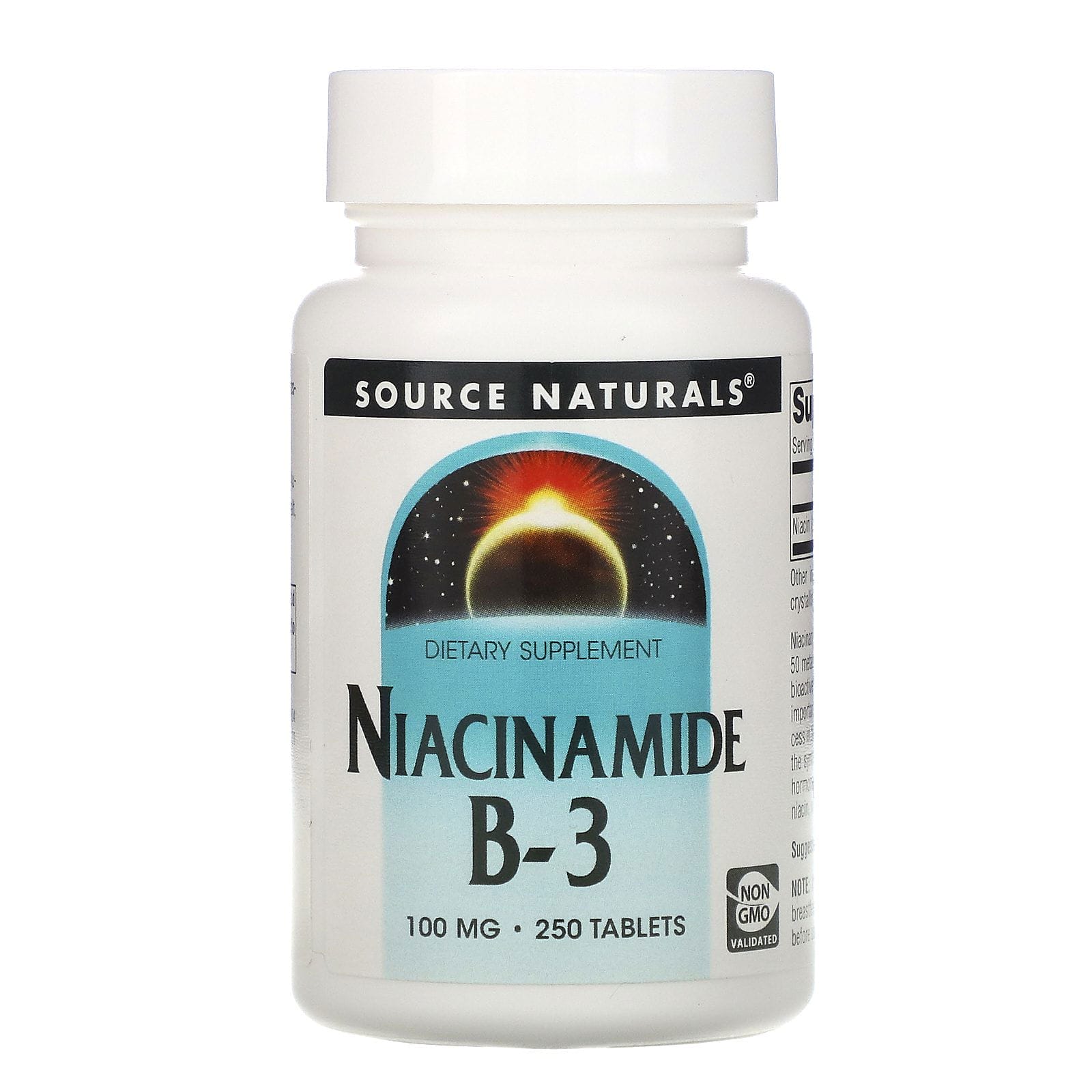 Source Naturals, Niacinamide B-3, 100 mg, 250 Tabletas