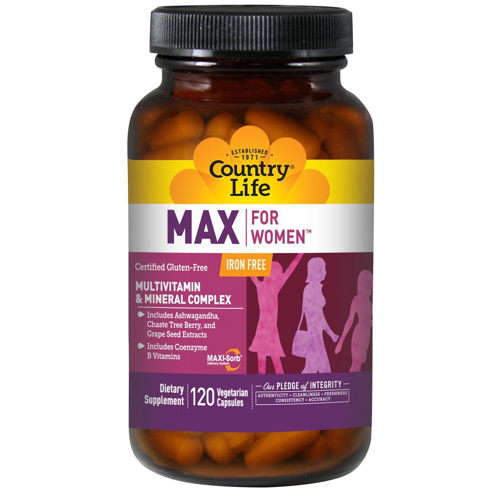 Country Life, Max for Women, Multivitamin & Mineral Complex, Iron Free, 120 Veggie Caps