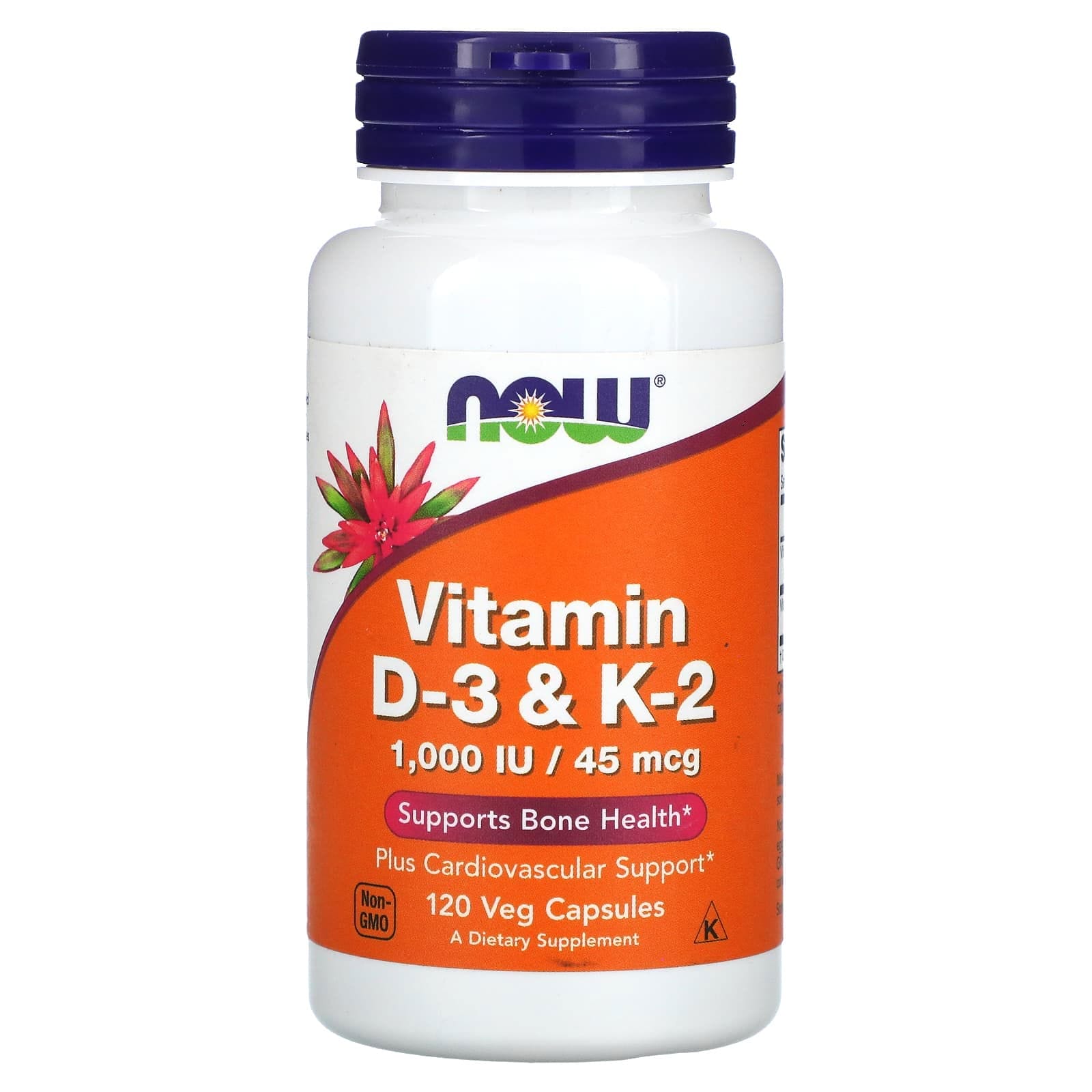 NOW Foods, Vitamina D3 y vitamina K2, 120 cápsulas vegetales