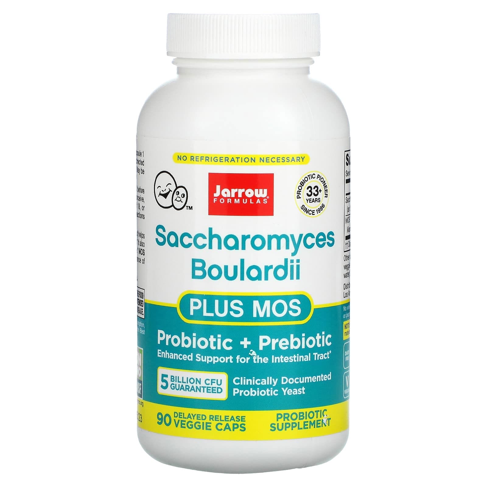 Jarrow Formulas, Suplemento con Saccharomyces boulardii y MOS, 5000 millones, 90 cápsulas vegetales de liberación retardada