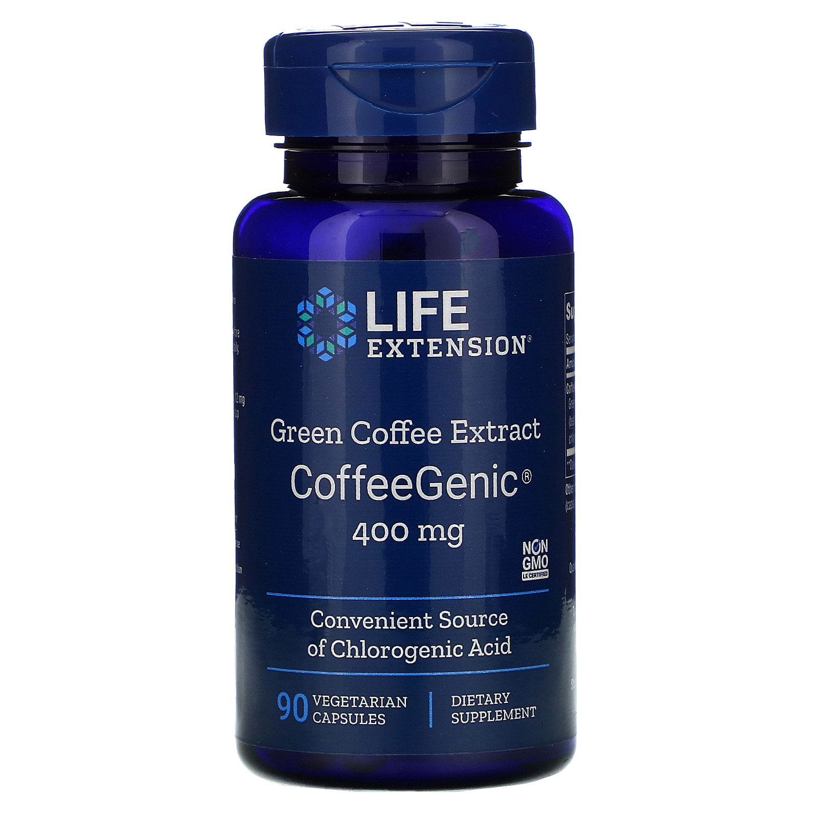 Life Extension, Extracto de café verde, CoffeeGenic, 400 mg, 90 cápsulas vegetarianas