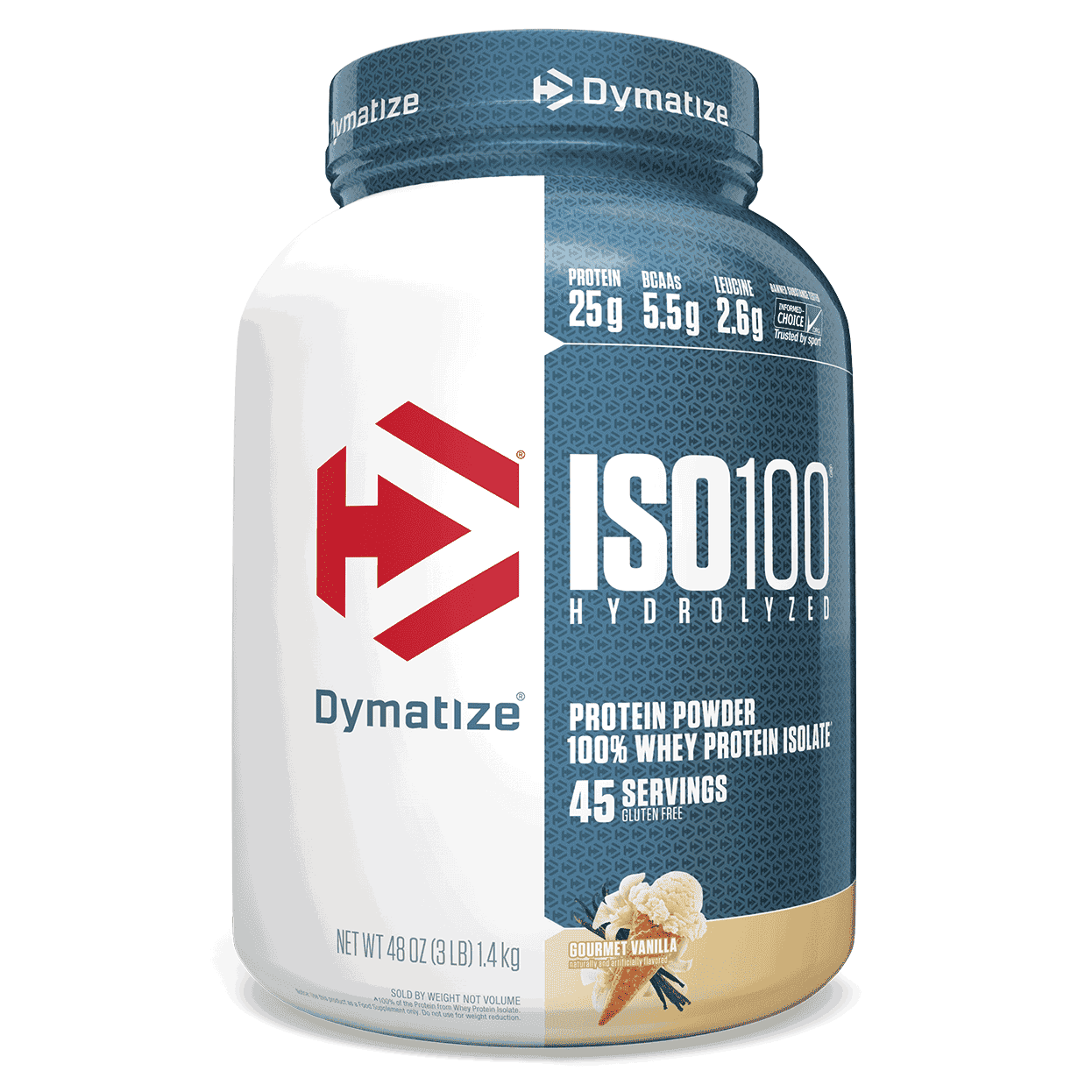 Dymatize Nutrition, ISO100 Hidrolizada, Aislado 100 % de suero de leche, Vainilla gourmet, 3 lb (1.4 kg)