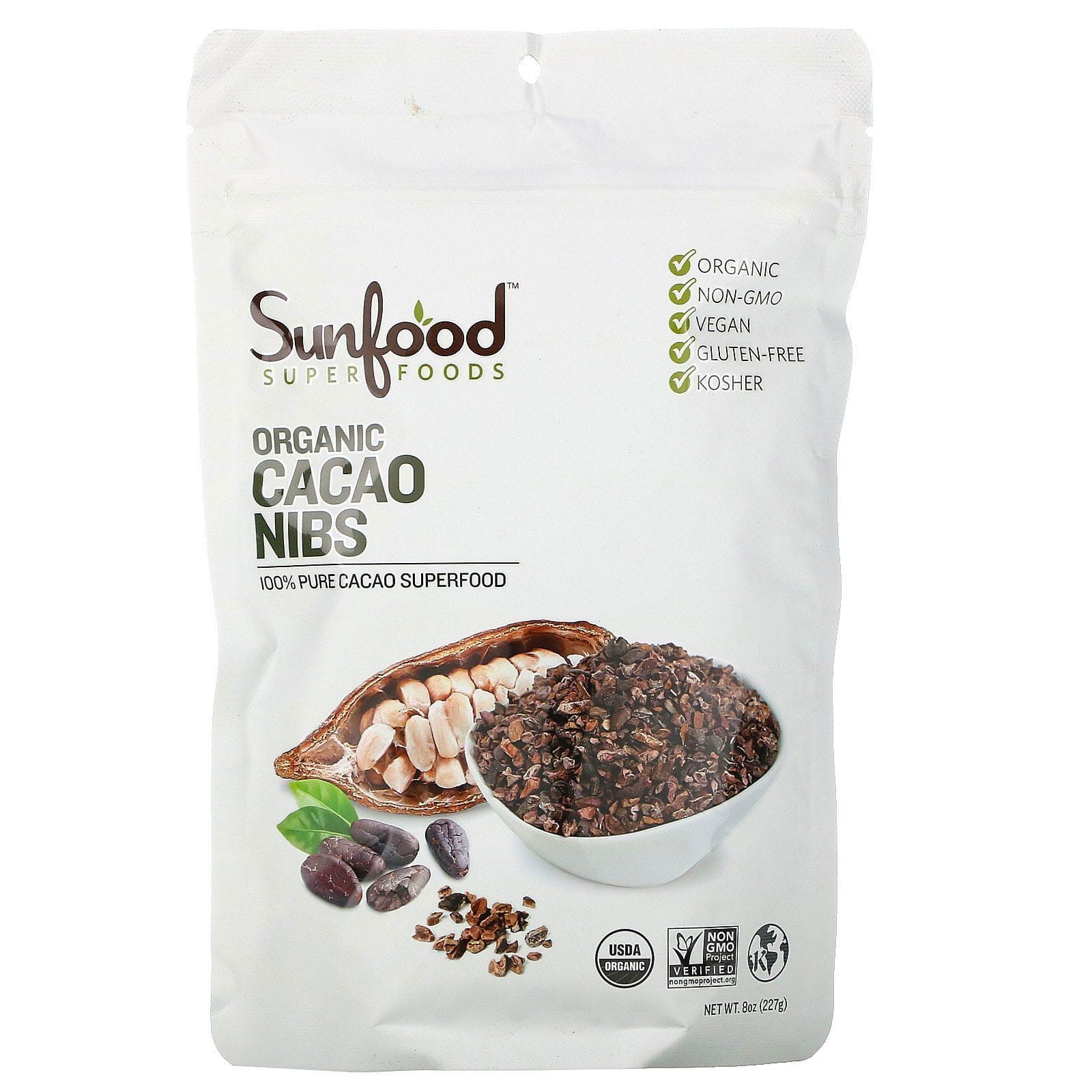 Sunfood, Trocitos de cacao y chocolate, 227 g (8 oz)