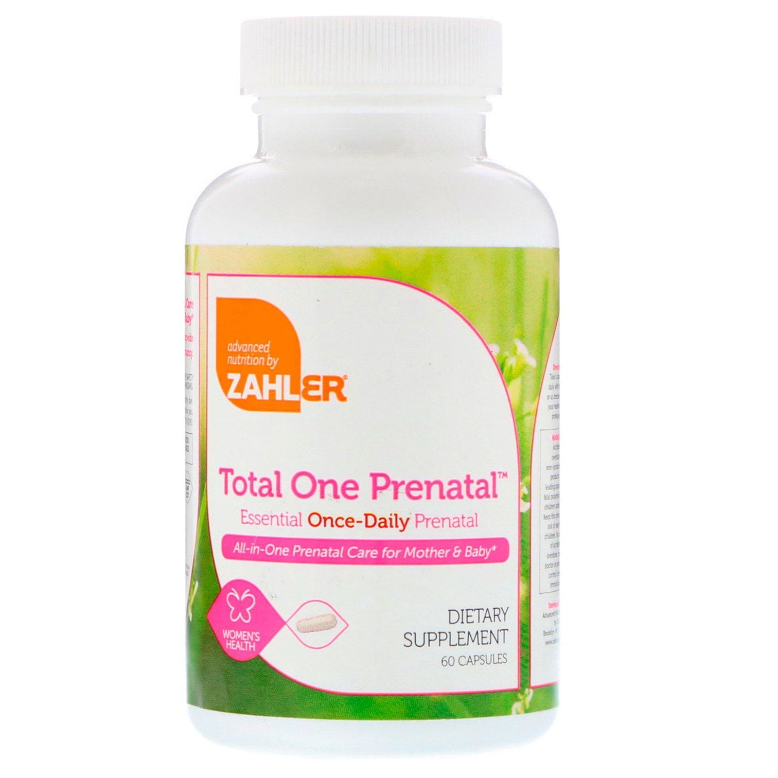 Zahler, Total One Prenatal, suplemento prenatal esencial una vez al día, 60 cápsulas