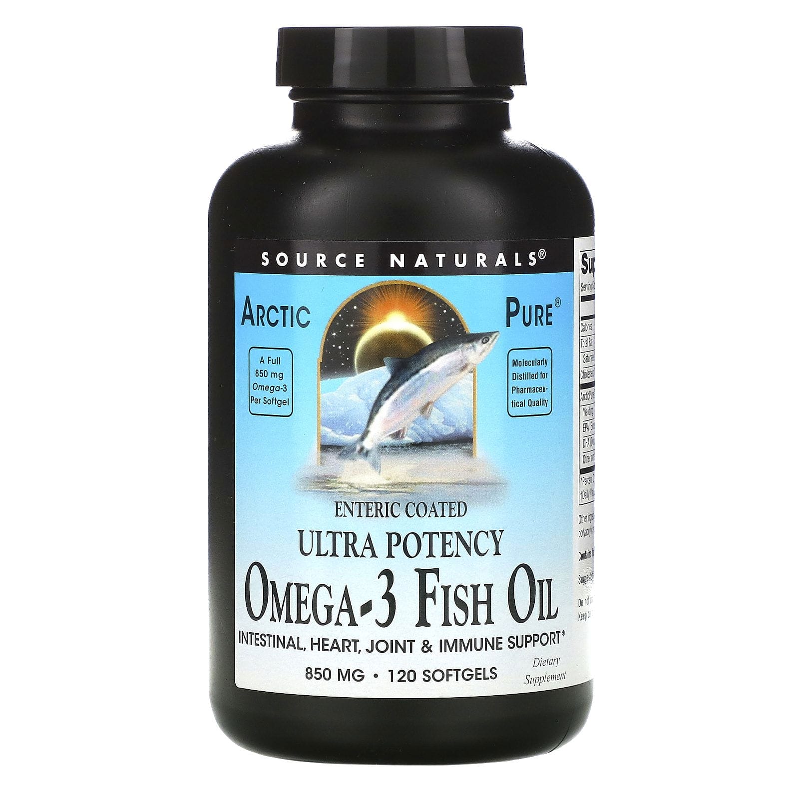 Source Naturals, Arctic Pure, Ultra Potencia, Omega-3 Aceite de Pescado, 850 mg, 120 Cápsulas de Gel Suave