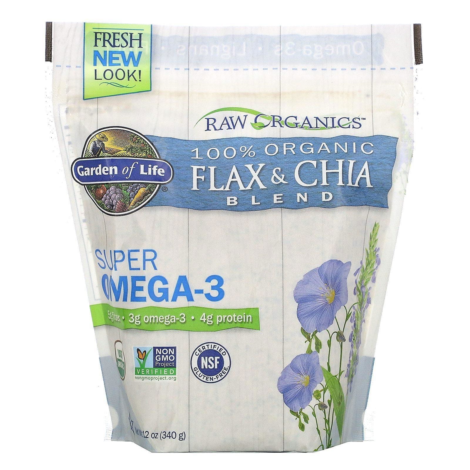 Garden of Life, Mezcla 100 % orgánica de linaza y chía, 12 oz (340 g)