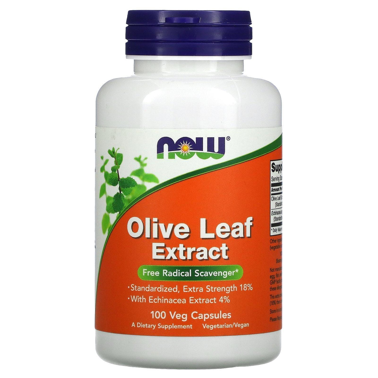 Now Foods, Extracto de hoja de olivo, 100 cápsulas vegetales