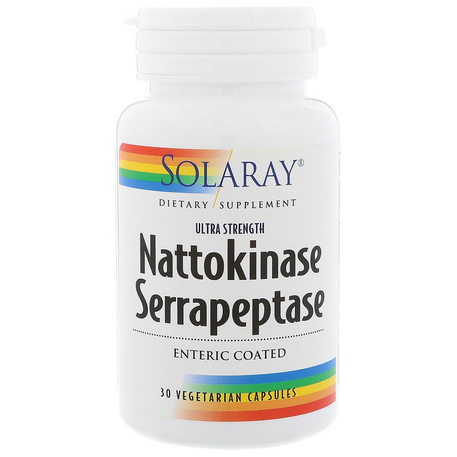 Solaray, Nattokinasa Serrapeptasa, 30 cápsulas vegetarianas