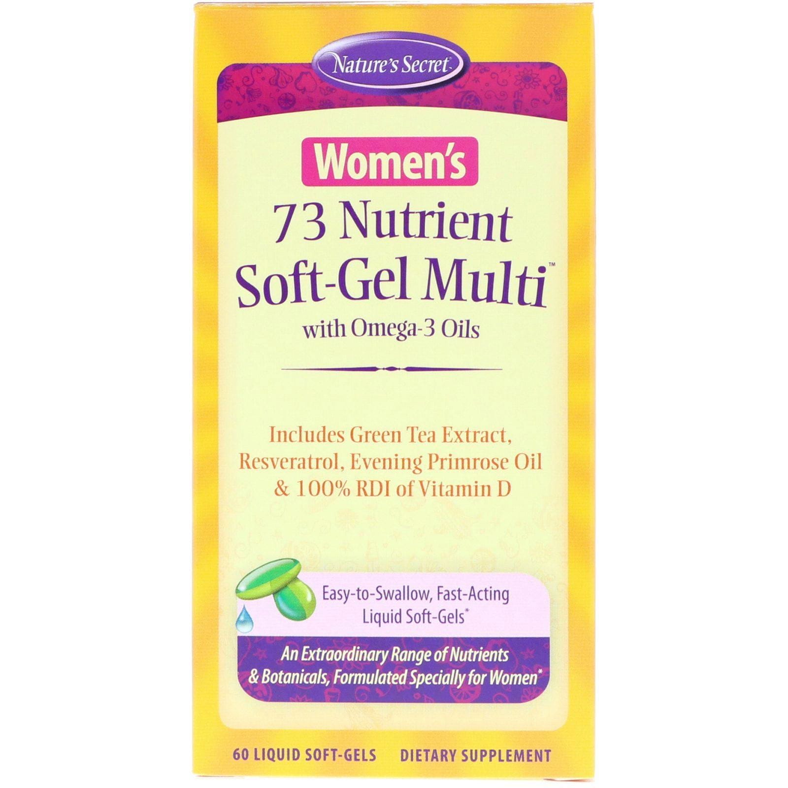 Nature's Secret, Women's 73 Nutrient Soft-Gel Multi, with Omega-3 Oils, 60 perlas líquidas