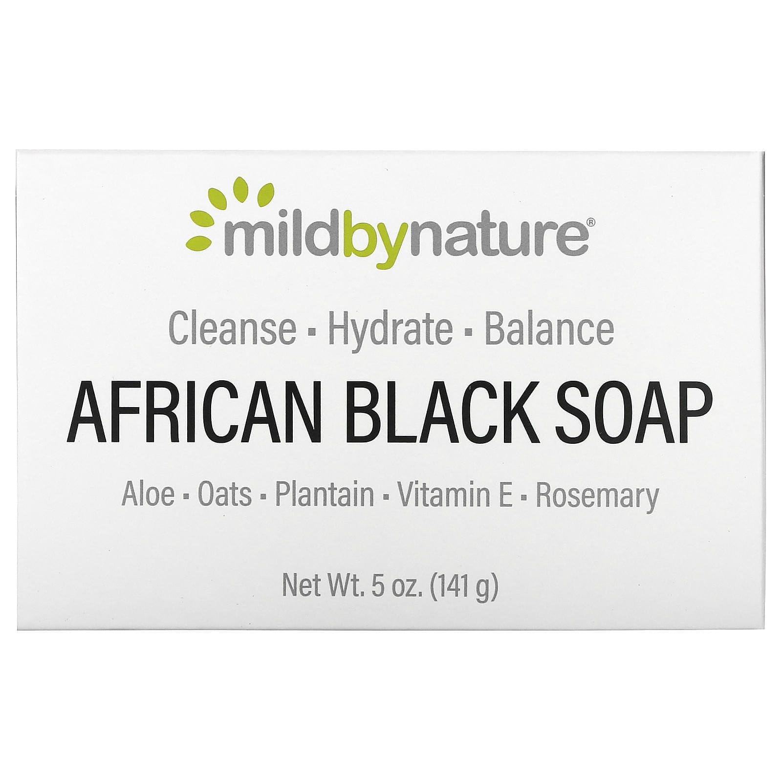Mild By Nature, Barra de jabón negro africano, Con avena y llantén, 141 g (5 oz)