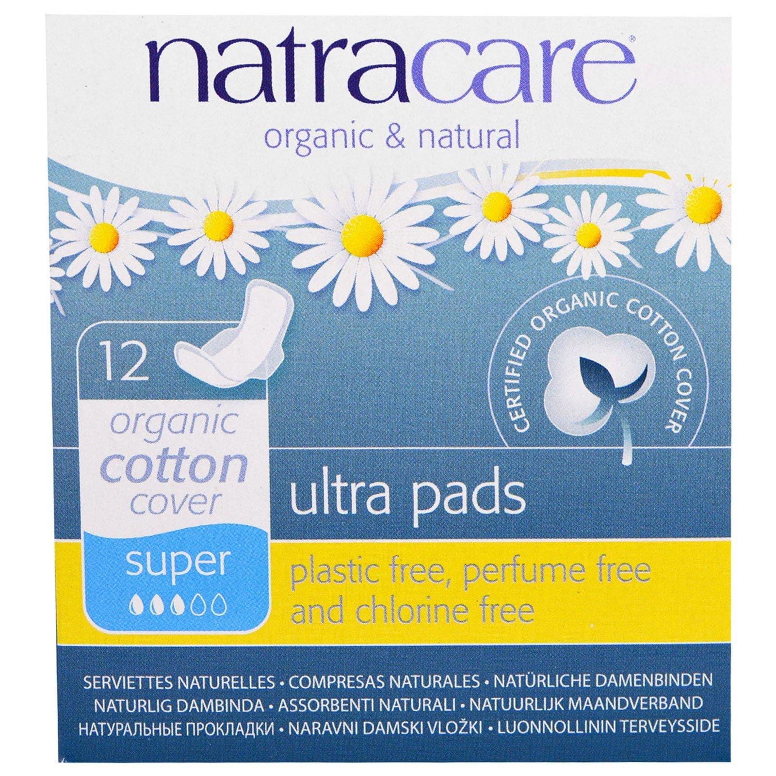 Natracare, Compresas ultrafinas, Cubierta de algodón orgánico, Súper, 12 compresas
