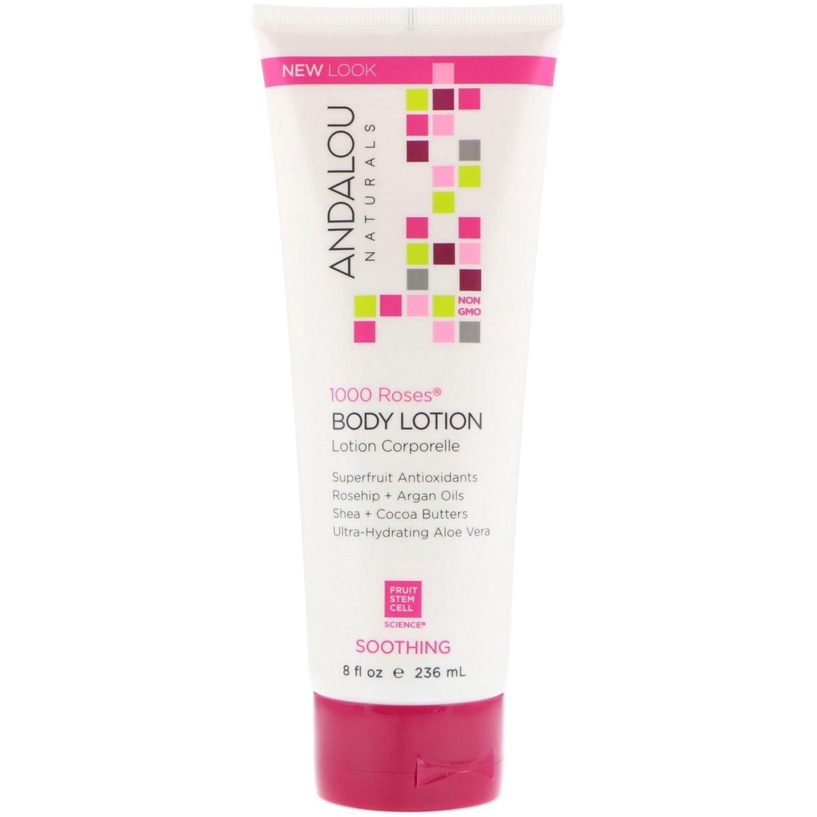 Andalou Naturals, Loción corporal, alivia, 1000 Rosas, 8 oz (236 ml)