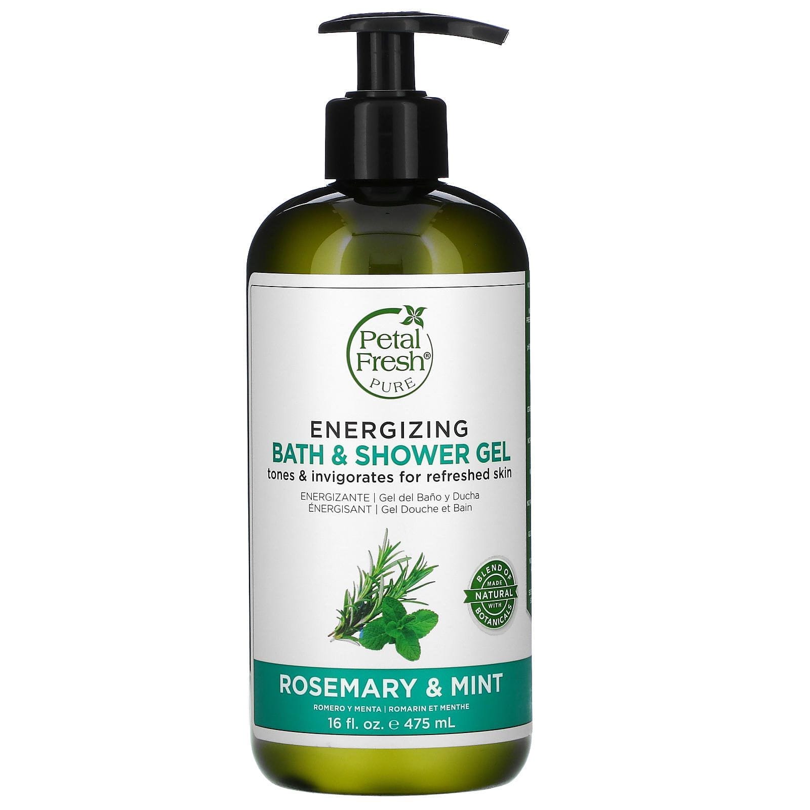 Petal Fresh, Puro, Gel revitalizante para baño y ducha, Romero y menta, 16 fl oz (475 ml)