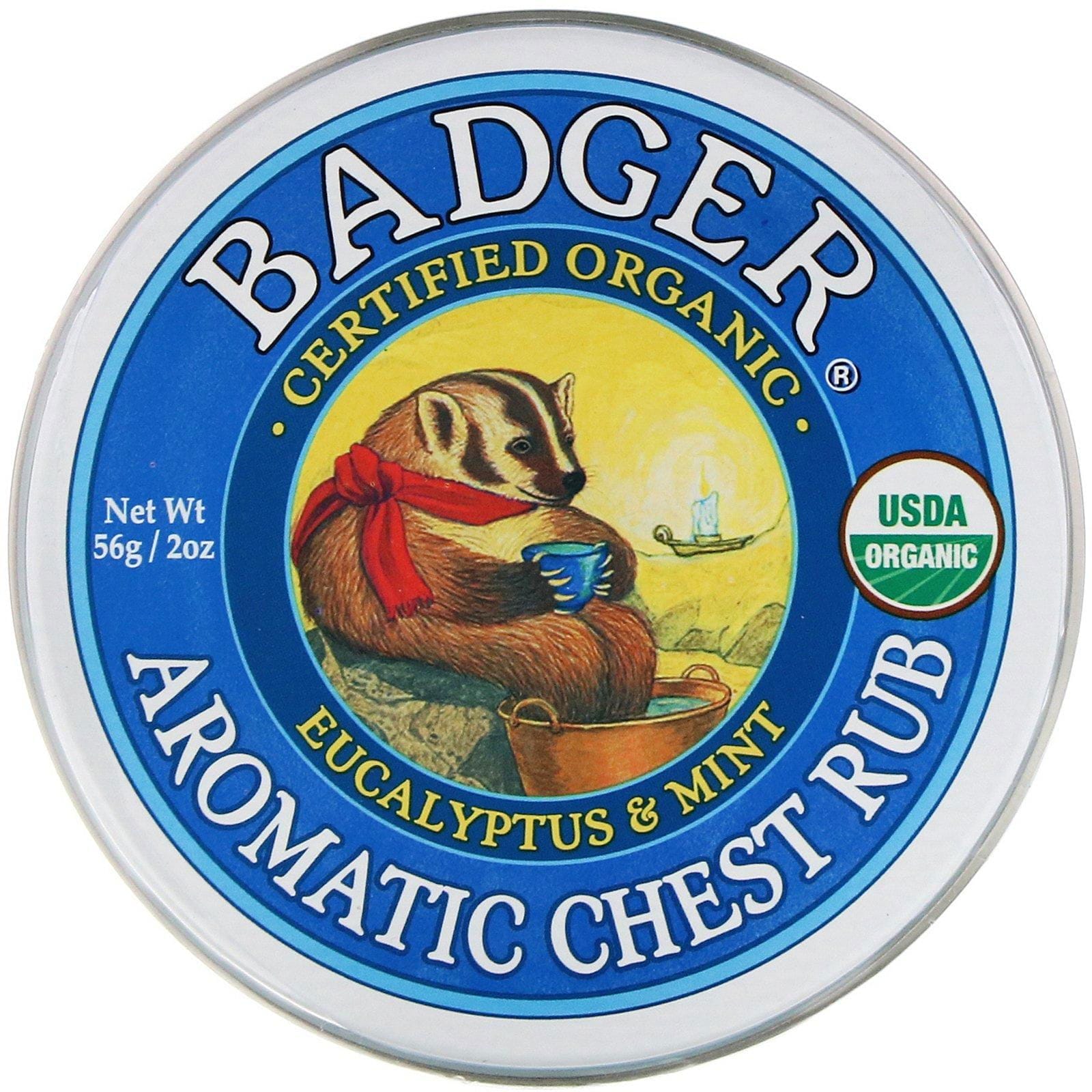 Badger Company, Ungüento orgánico con aroma para pecho, eucalipto y menta, 2 oz (56 g)
