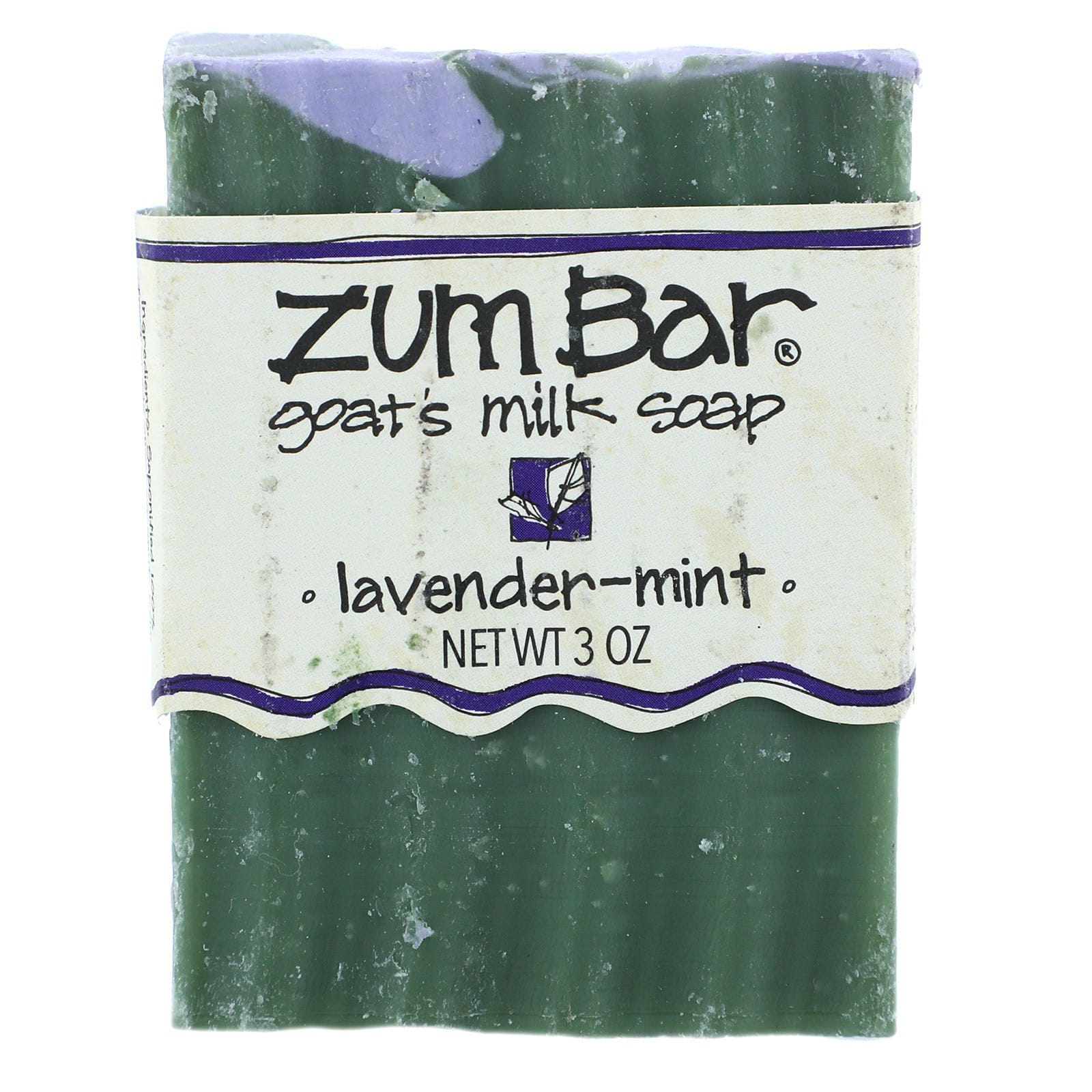 Indigo Wild, Jabón de leche de cabra Zum Bar, Lavanda-menta, barra de 3 onzas