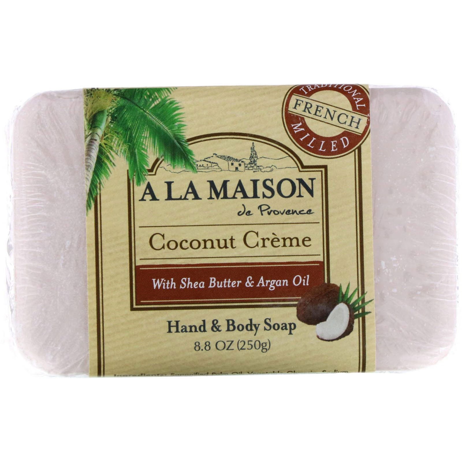 A La Maison de Provence, Barra de jabón para manos y cuerpo, crema de coco, 8,8 oz (250 g)