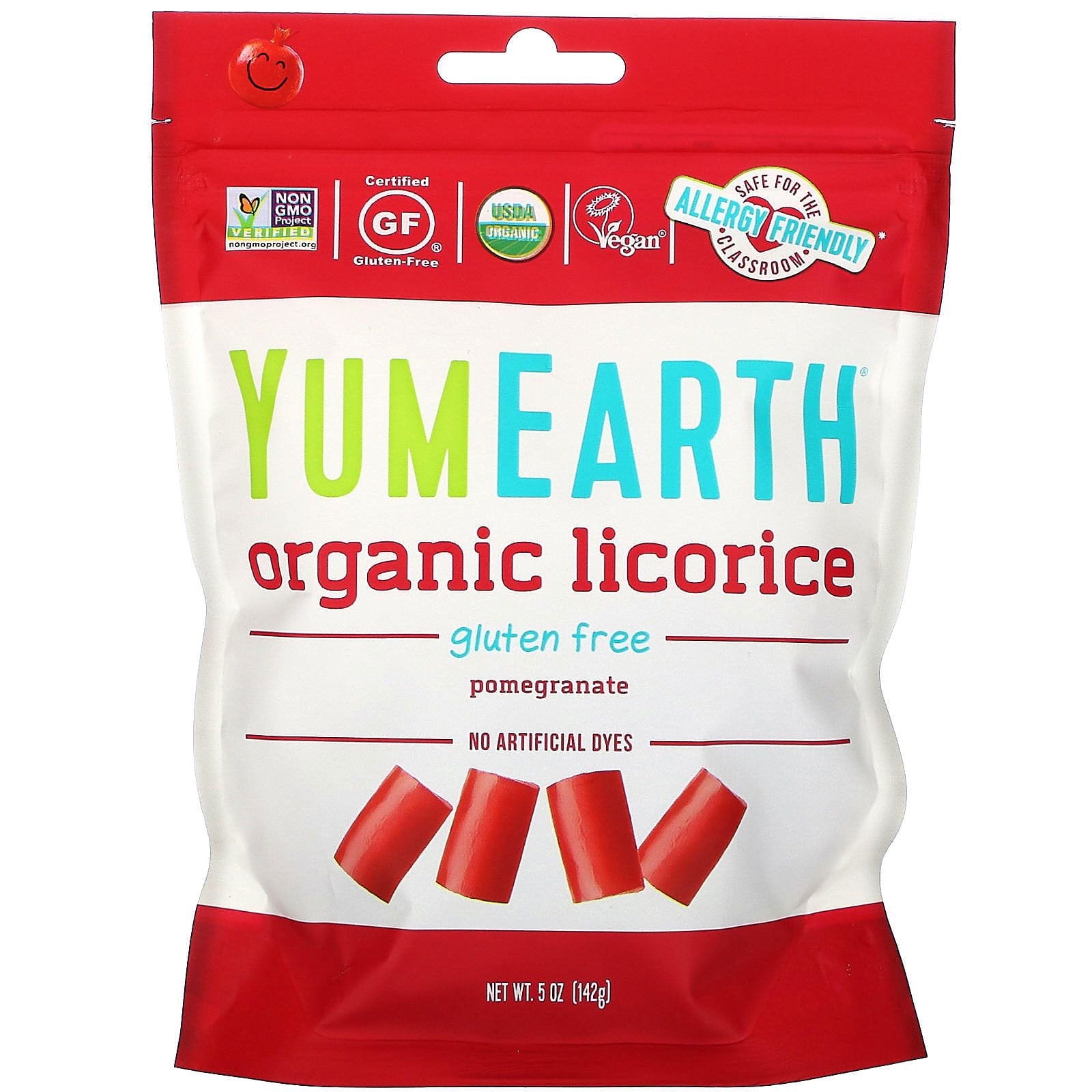 YumEarth, Regaliz suave de granada sin gluten + Yum, 5 oz (142 g)