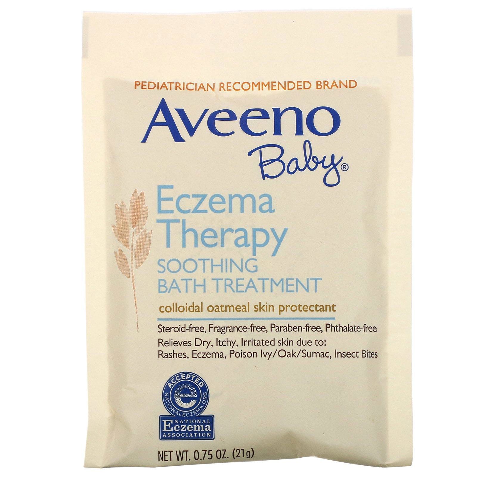 Aveeno, Terapia contra eczemas para bebés. Tratamiento para bañera, sin perfumar. 5 paquetes. 3.75 oz (106 g)
