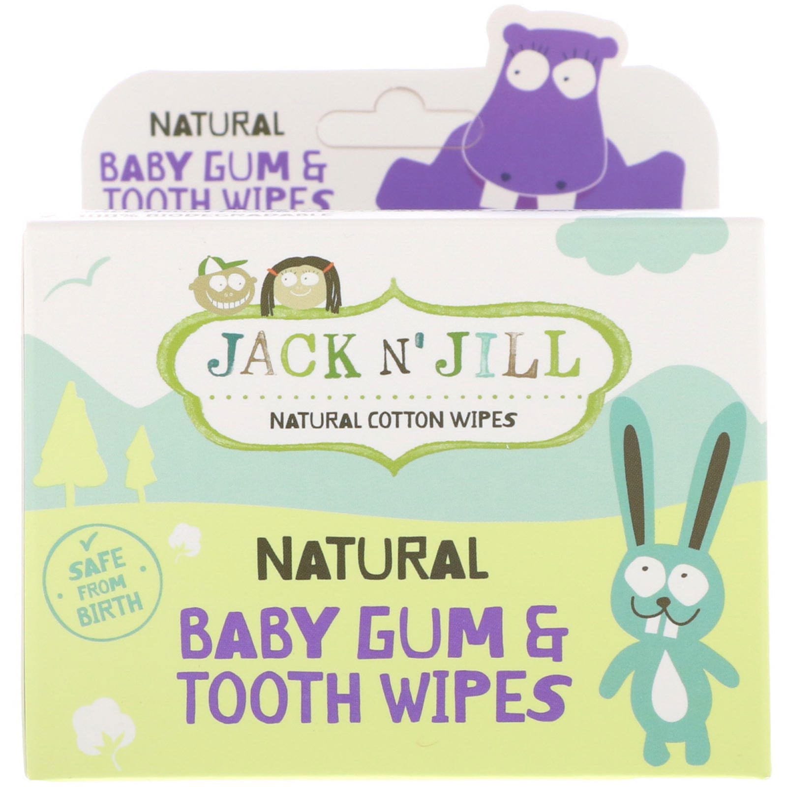 Jack n' Jill, Toallitas naturales para las encías y dientes de los bebés, 25 toallitas envasadas individualmente