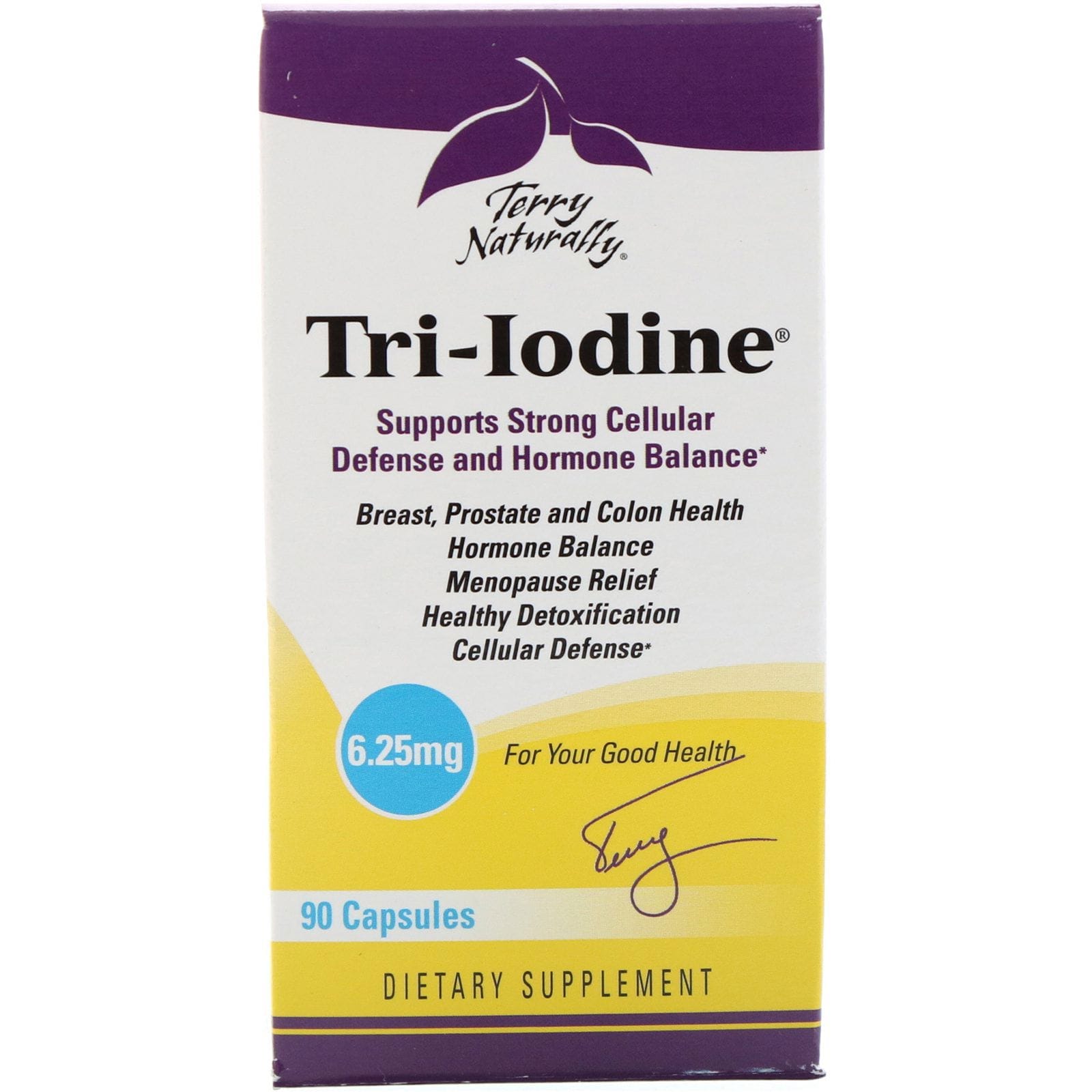 Terry Naturally, Terry Naturally, Tri-Yodo, 6.25 mg, 90 Cápsulas