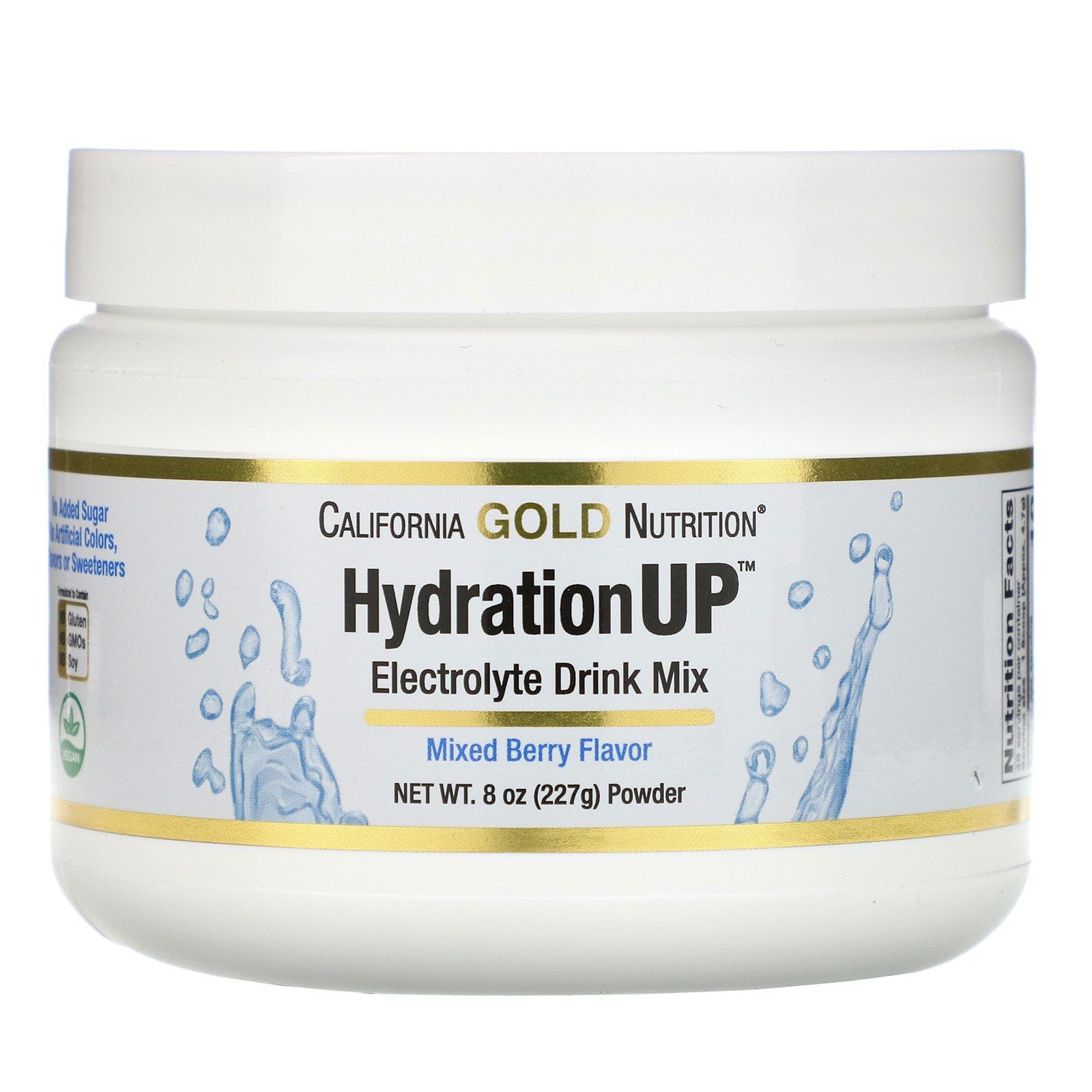 California Gold Nutrition, HydrationUP, Mezcla en polvo para preparar bebidas con electrolitos, Bayas mixtas, 227 g (8 oz)
