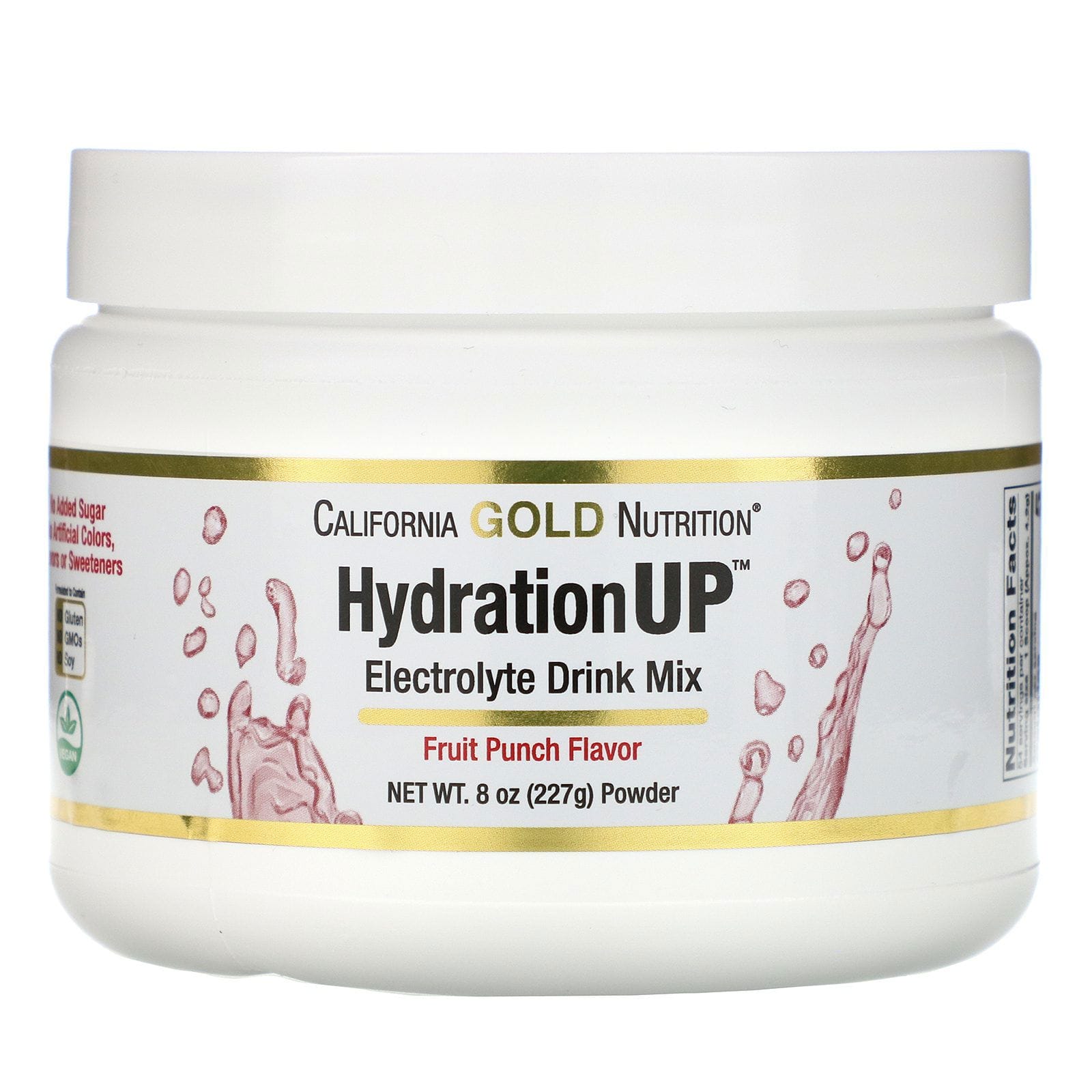 California Gold Nutrition, HydrationUP, Mezcla en polvo para preparar bebidas con electrolitos, Ponche de frutas, 227 g (8 oz)