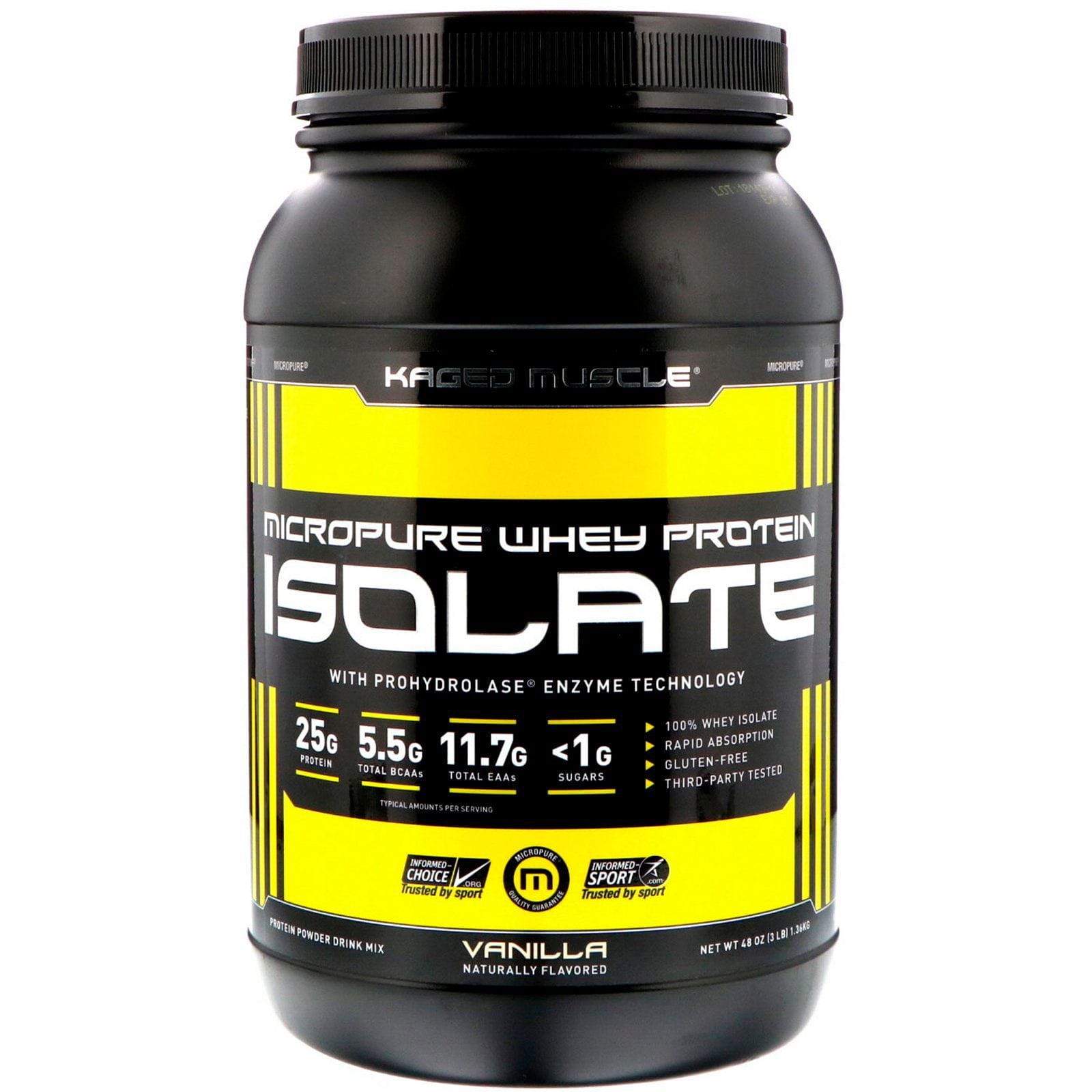 Kaged Muscle, Aislado de proteína de suero de leche MicroPure, vainilla, 48 oz (1.36 kg)
