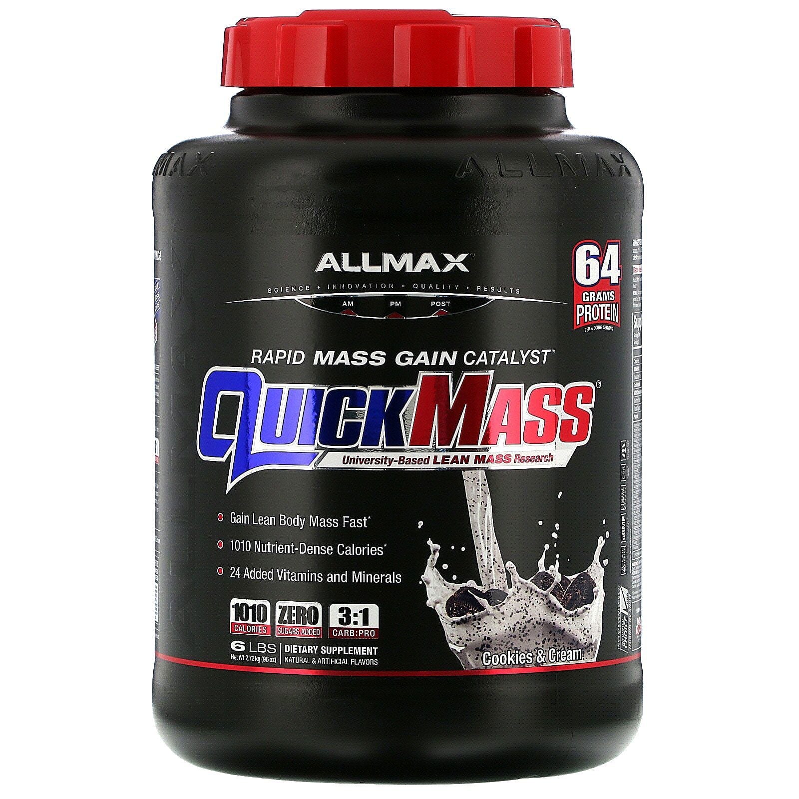 ALLMAX Nutrition, Quick Mass Rapid Mass Gain Catalyst, Cookies & Cream, 6 lbs (2.72 kg)