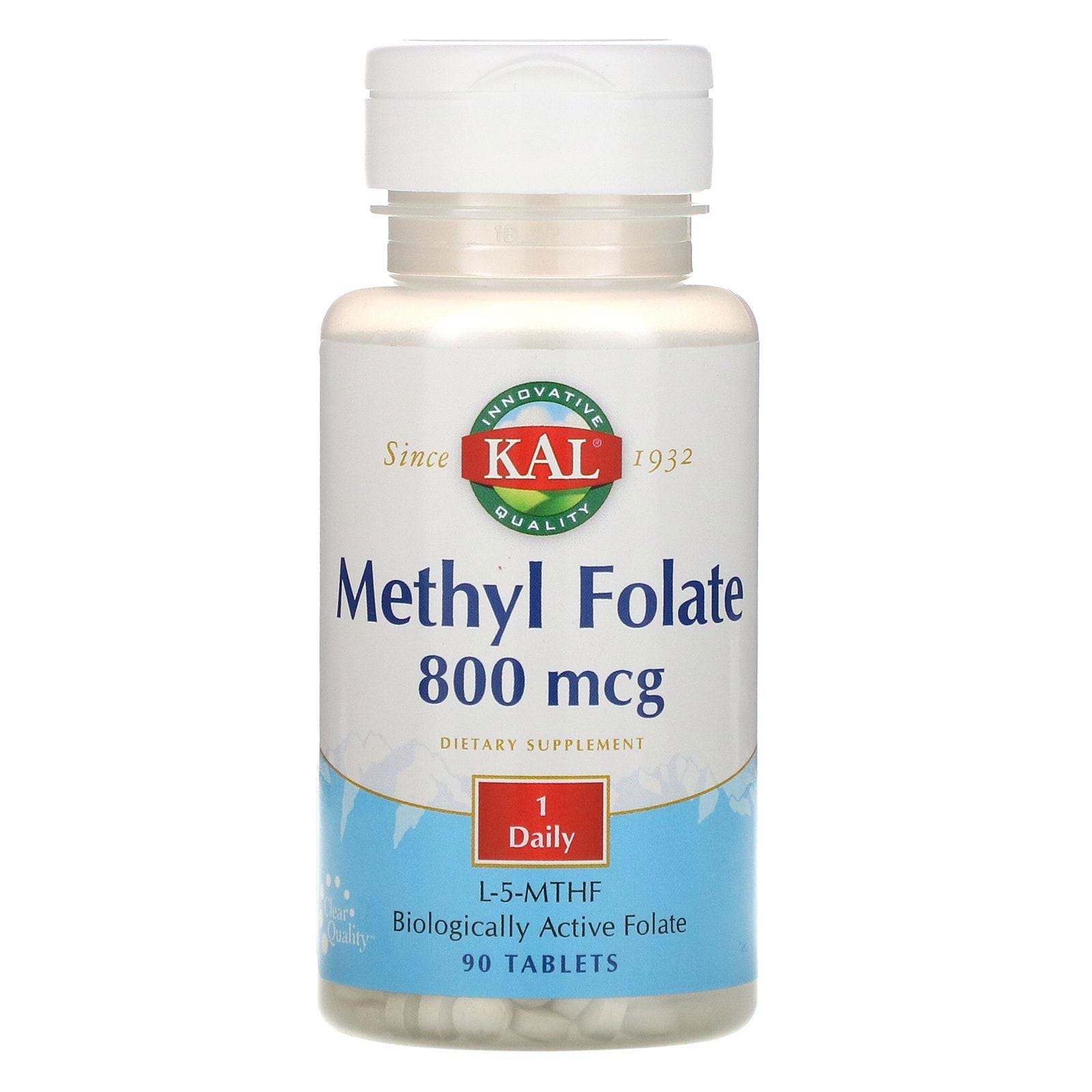 KAL, Metil Folato, 800 mcg, 90 Tabletas
