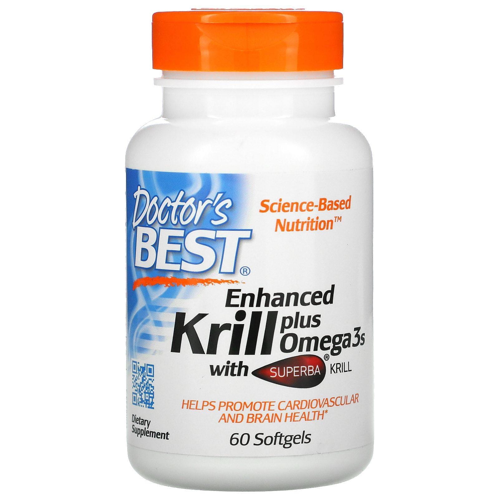 Doctor's Best, Kril mejorado y omega-3 con kril Superba, 60 cápsulas blandas