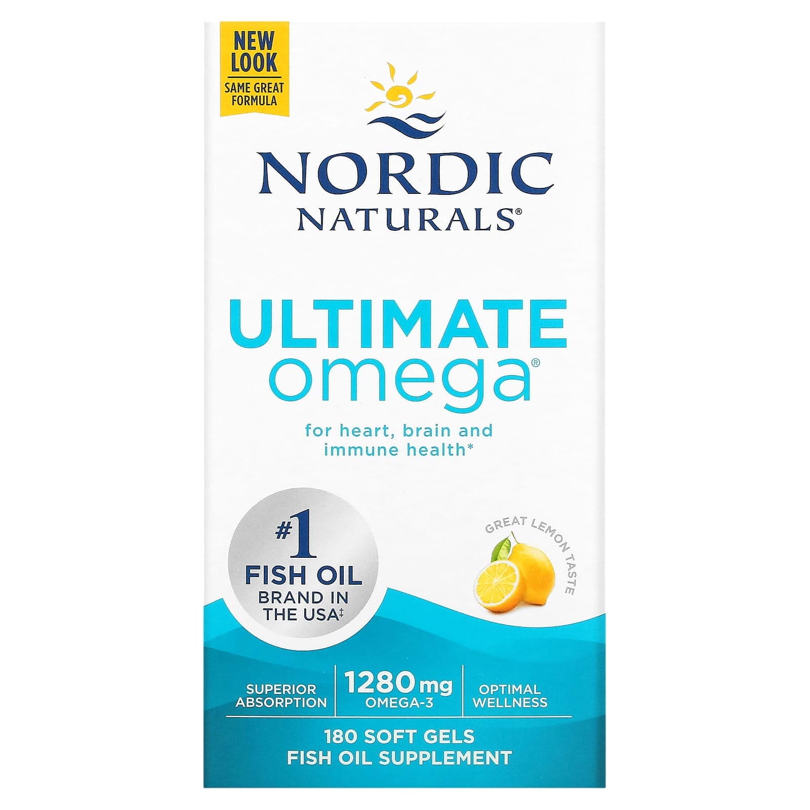 Nordic Naturals, Ultimate Omega, Limón, 640 mg, 180 cápsulas blandas
