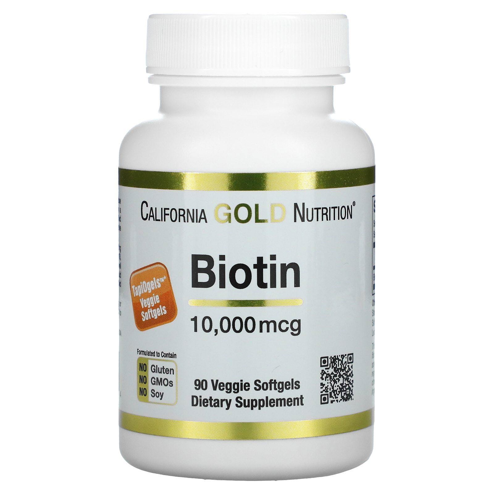 California Gold Nutrition, Biotina, 10.000 mcg, 90 cápsulas blandas vegetales