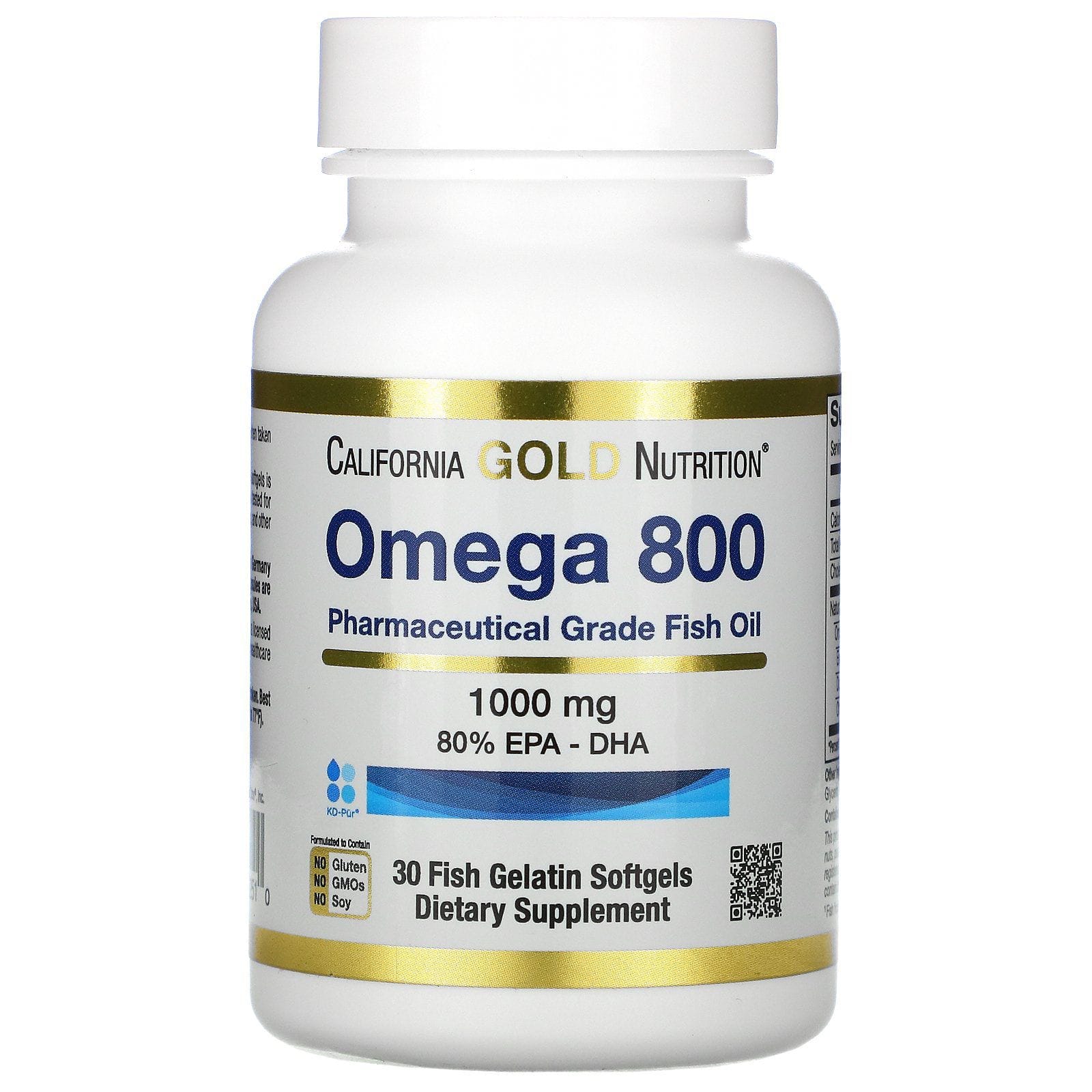 California Gold Nutrition, Aceite de pescado de calidad farmacéutica Omega 800, 80 % de EPA y DHA, 1000 mg, 30 cápsulas blandas de gelatina de pescado
