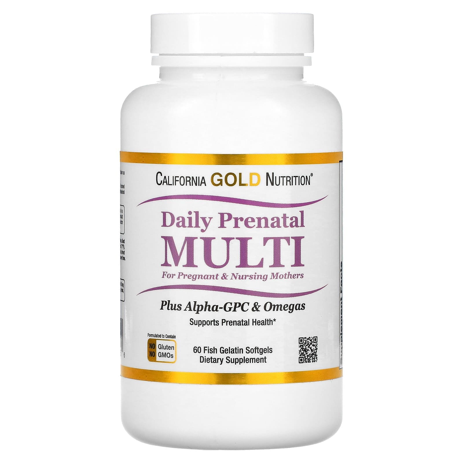California Gold Nutrition, Suplemento multivitamínico prenatal diario para mujeres embarazadas y madres lactantes, 60 cápsulas blandas de gelatina de pescado