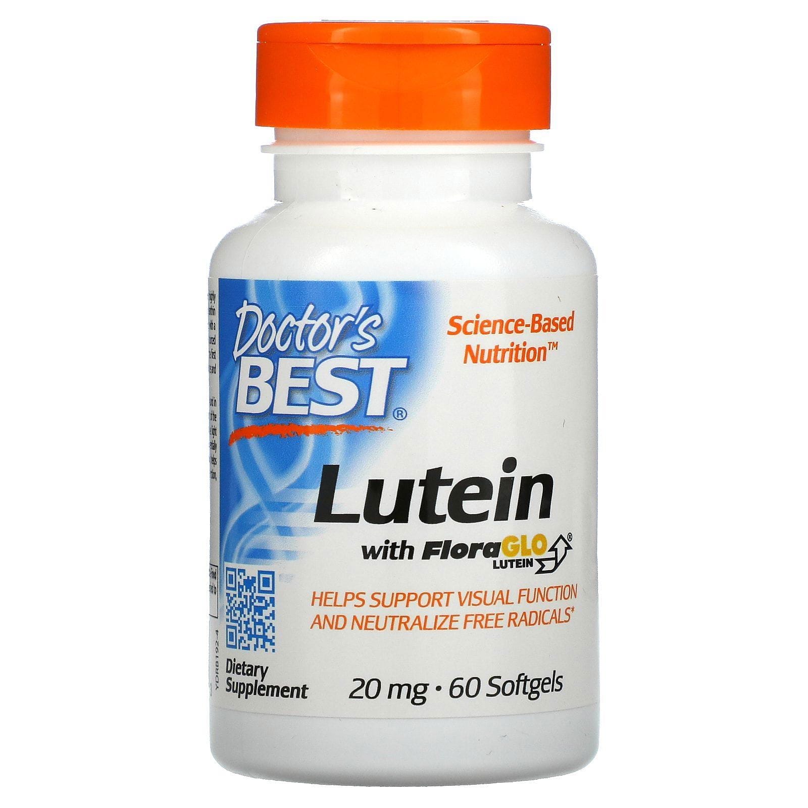 Doctor's Best, Luteína con FloraGlo, 20 mg, 60 cápsulas blandas