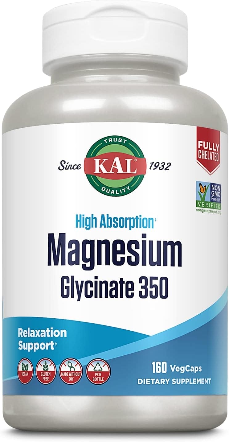 KAL, Glicinato de magnesio 350, 350 mg, 160 caps