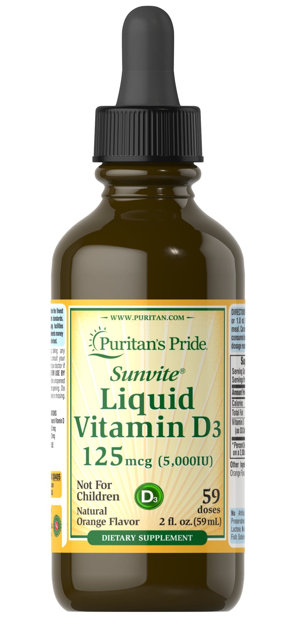 Puritan's Pride, Vitamina D3 Liquida 5000IU, 59ml