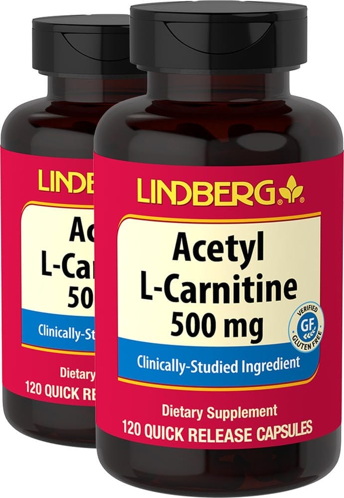 Acetil L-carnitina , 500 mg, 120 Cápsulas, 2 Botellas/Frascos