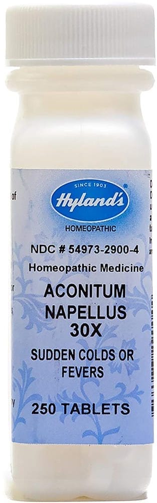 Aconitum Napellus 30 X Homeopatía para resfriado y fiebre, 250 Tabletas