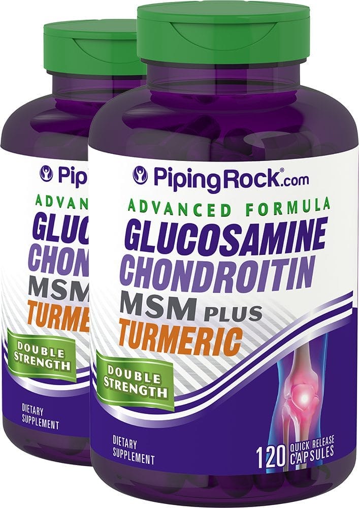 Advanced Double Strength Glucosamine Chondroitin MSM Plus Turmeric, 120 Quick Release Capsules, 2 Bottles