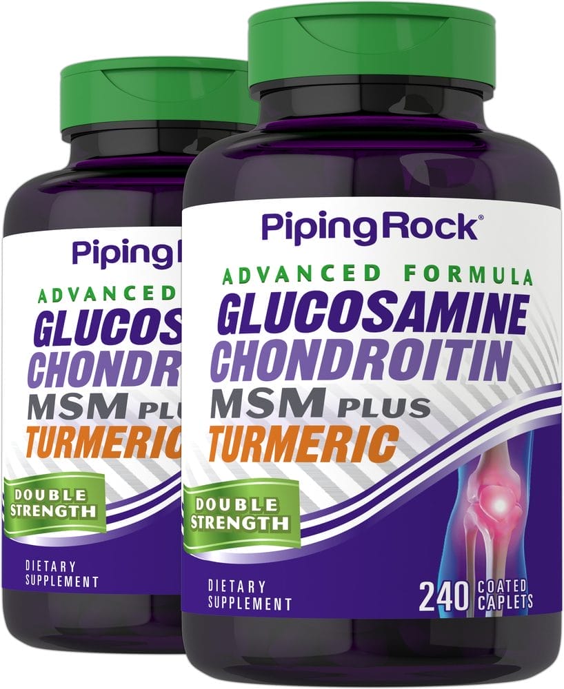 Advanced Double Strength Glucosamine Chondroitin MSM Plus Turmeric, 240 Coated Caplets, 2 Bottles