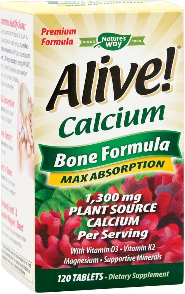 Alive! Fórmula de calcio para los huesos (hecho de plantas), 120 Tabletas