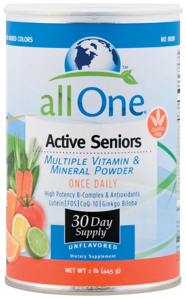 Vitaminas y minerales en polvo All One Active Seniors, 1 lb (445 g) Botella/Frasco